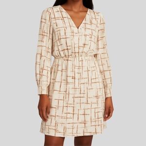 White House Black Market Dress Women’s Size 6 A-Line V-Neck Geo Mini Lined